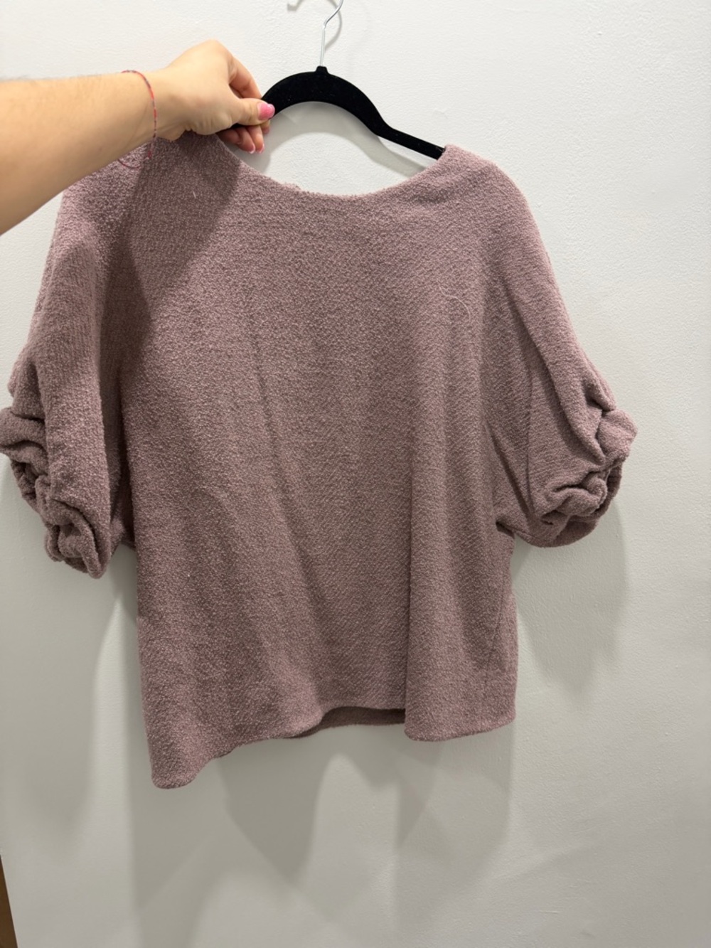 COS Mauve Textured Puff-Sleeve Knit Top